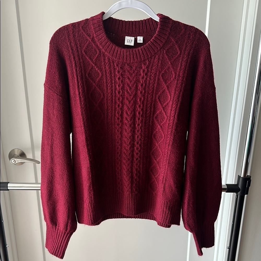 GAP Red Crew Neck Cable Knit Sweater
